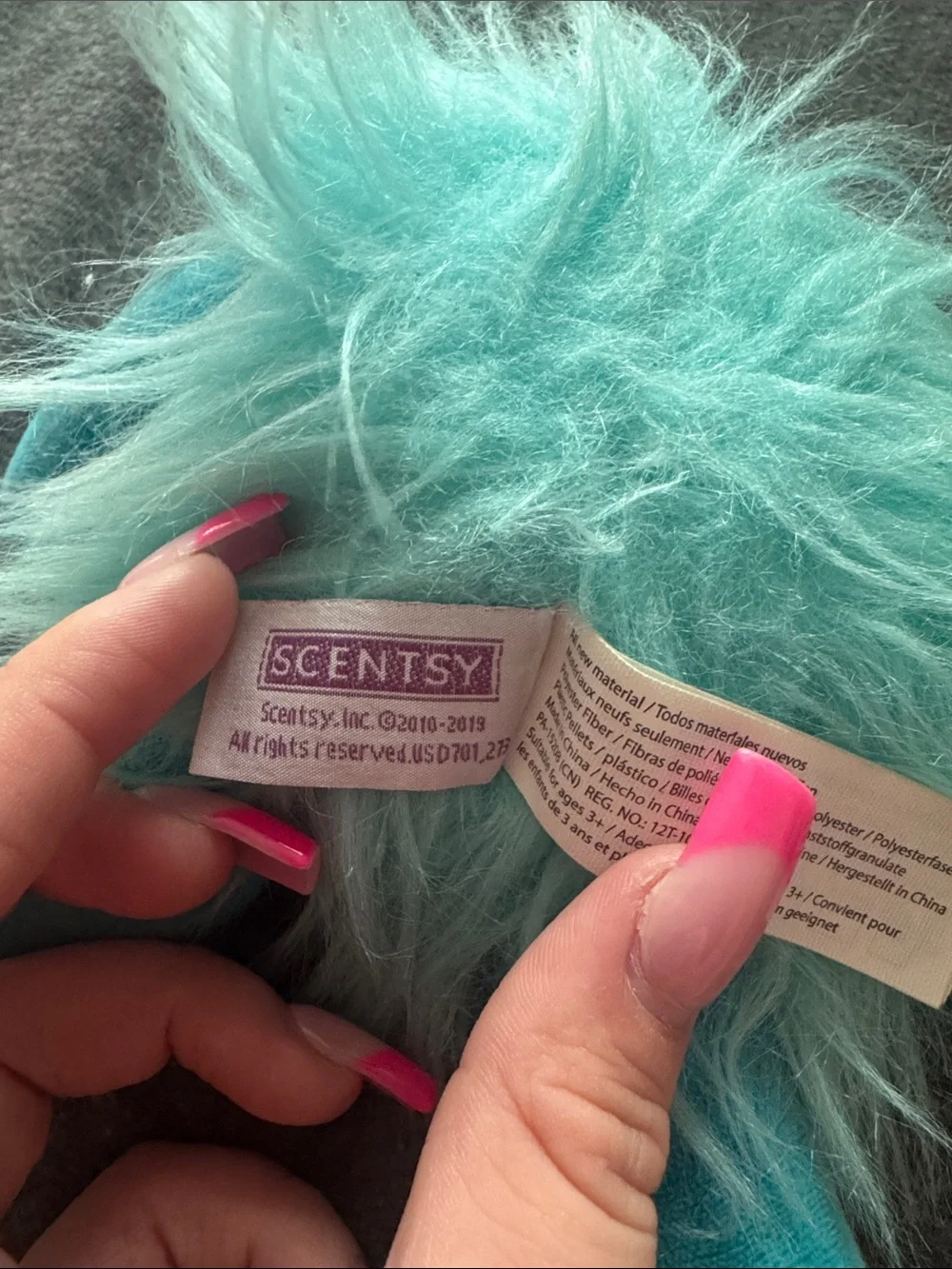 Scentsy Teal Furry Plush Bag Charm with Bow